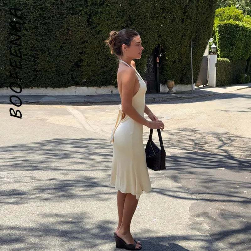 MIDI-KLEID – CREME