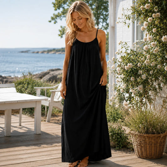 Leichtes Maxikleid mit offenem Rücken