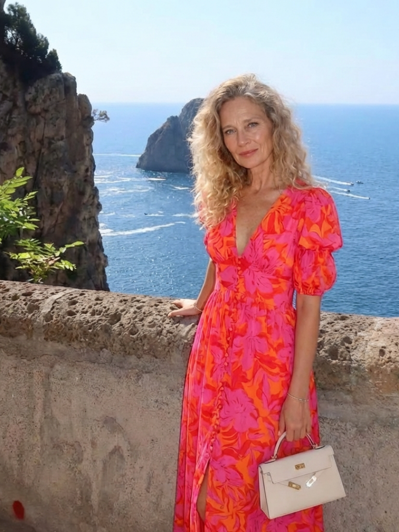 Alice| Midi-Kleid mit Puffärmeln und Blumenmuster