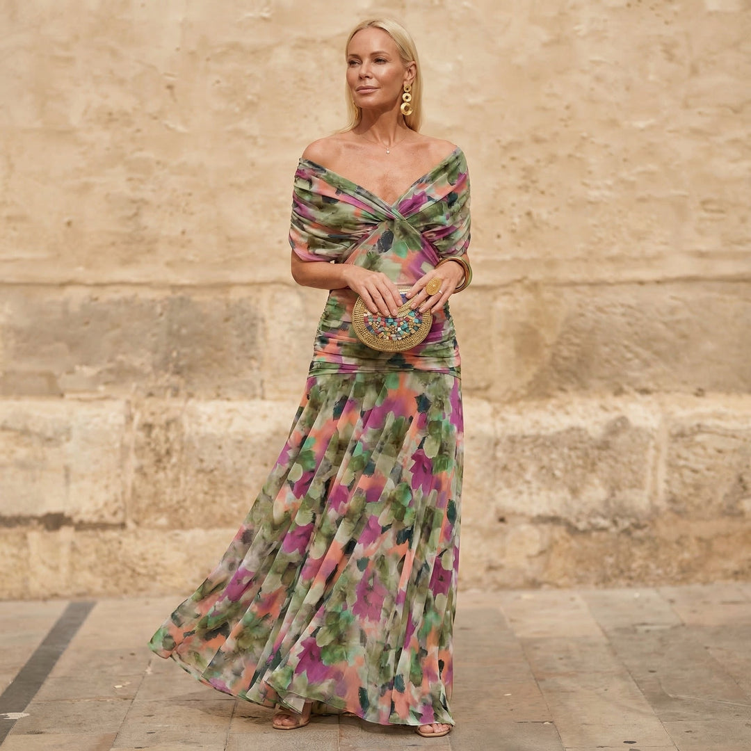Kelsey | Elegantes, mehrfarbiges Plisseekleid
